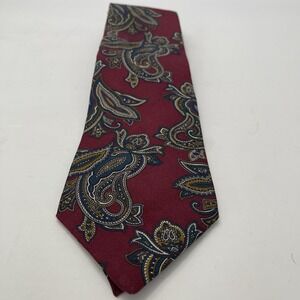 Jos A Bank Collection Paisley‎ Burgundy Red Silk Tie 3.75" Wide